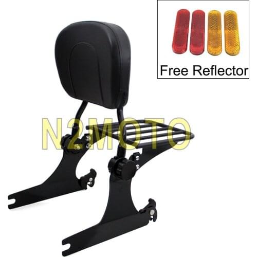 Motorcycle Detachable Rear Passenger Luggage Rack Sissy Bar Backrest for Harley Dyna Glide FXD FXDL FXDC 2006-Up Black