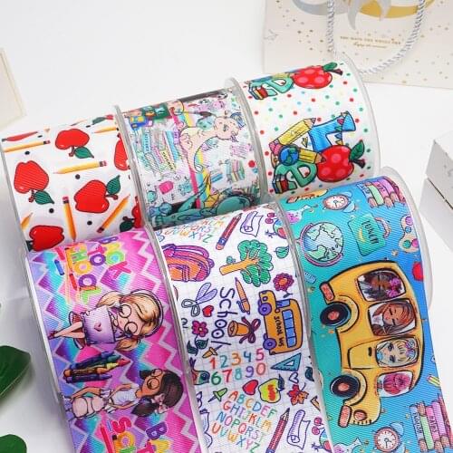 DIY Craft Supplies Cartoon Printed Grosgrain Satin Ribbon 50 Yards, Planar Resins 30 Pieces. MR-53994