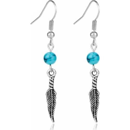 Bohemian Feather Feather Drop Earrings for Women Female Fashion Jewelry Dangle Earring