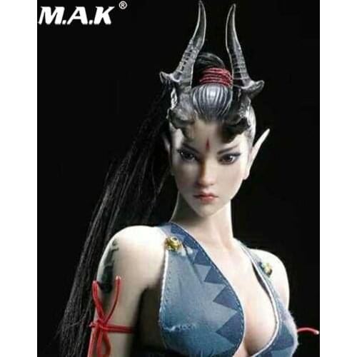 1/6 Scale Pale Dragon Lady Female Head Sculpt Carving with Long Hair for 12" Phicen Action Figure Toys
