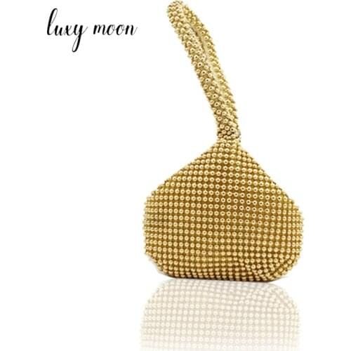 Womens Clutch Bag Metallic Luxury Designer Handbag Small Bucket Shape Handbag Beading Wedding Bags 2021 Womens Brand Z099