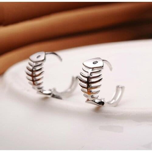 100% 925 sterling silver fashion fish bone ladiesstud earrings women wholesale jewelry gift drop shipping Anti allergy