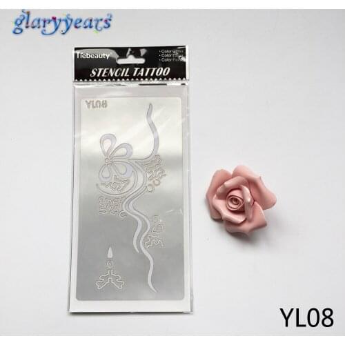 1 PC Create Waterproof Henna Indian Tattoo Stencil YL08 Women Men Glitter Henna Body Art Flowers Tattoo Sticker Template Designs
