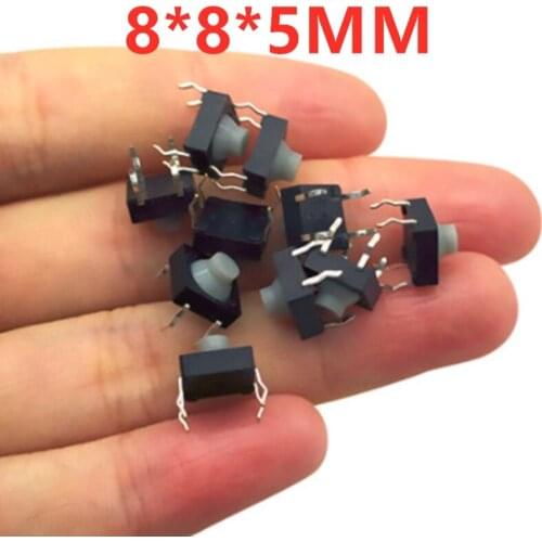 100pcs 8*8*5 8*8*5mm 8*8 4pin conductive rubber head waterproof dustproof touch switch silent button silicone micro move