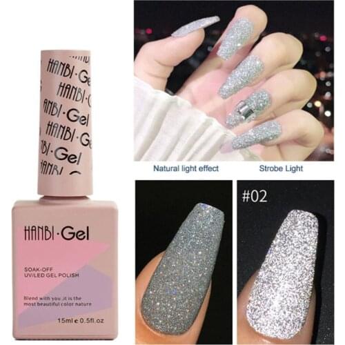 15ml Glitter Nail Polish Glue Colors Bright Bungee Shiny Finely Diamonds Reflective Soak Off UV Gel Base coat Gel lacquer TSLM1