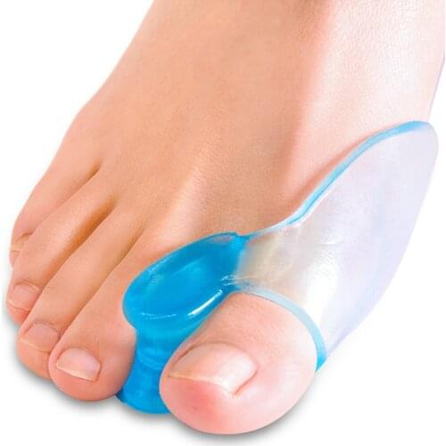 2pc Blue Transparent Toe Separator Pad Hallux Orthosis Valgus Separator Thumb Corrector Bunion Protector Foot Care Tool TSLM1