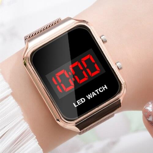 2020 LED Student Personality Square Sports Digital Watch Men and Women Alloy With Magnet Buckle Couple Clocks часы женские reloj