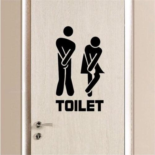 40C 1PC Washroom Wall Stickers Removable Cute Man Woman Washroom Toilet WC Sticker Family DIY Decor Stickers