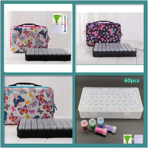 60PCSDiamond Painting Accessories Container Zipper Storage Bag New Bottles Of Suitcase 5D Butterfly Embroidery Tool