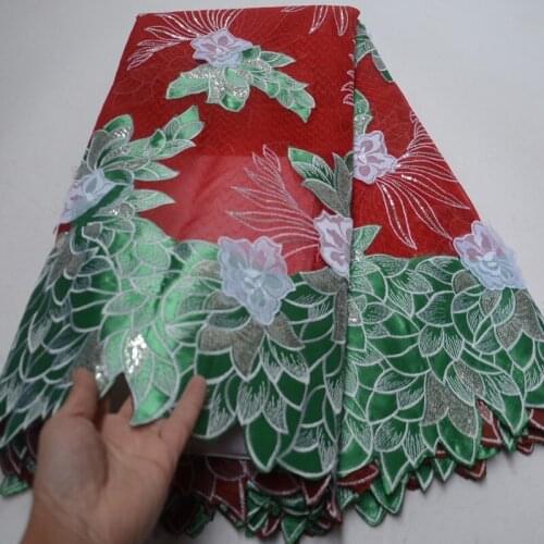 Free shipping (5yards/pc) high quality handcut appliqued African double organza lace fabric with sequins for party dress OP51