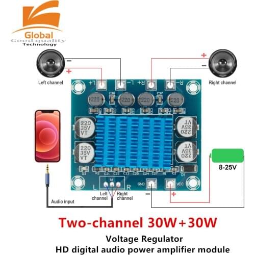 TPA3110 XH-A232 30W+30W 2.0 Channel Digital Original Stereo Audio Power Amplifier Board DC 8-26V 3A