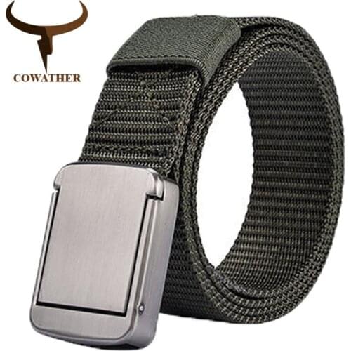 COWATHER casual nylon belts for men canvas male strap metal buckle military outdoor tactical men belt new male waistband NY006