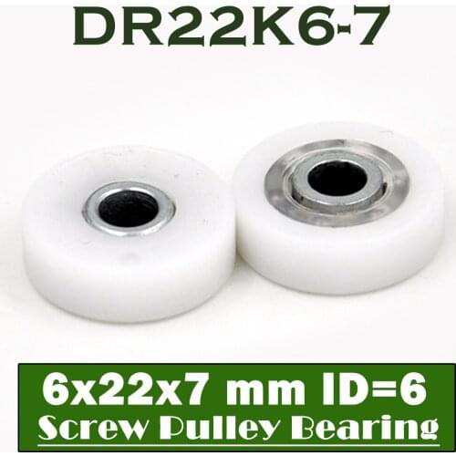 DR22K6-7 Screw Pulley Bearing 6*22*7 mm ( 2 PCS ) Doors and Windows Roller Mute Wheel POM 636 ID=6 Plastic Covered Bearings