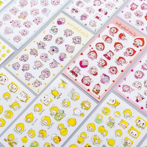 Ellen Brook 6Pieces /Set Korean Cute Kawaii Cartoon Stickers Diary Scrapbook Decoration Stationery Office School Adhesive Diary
