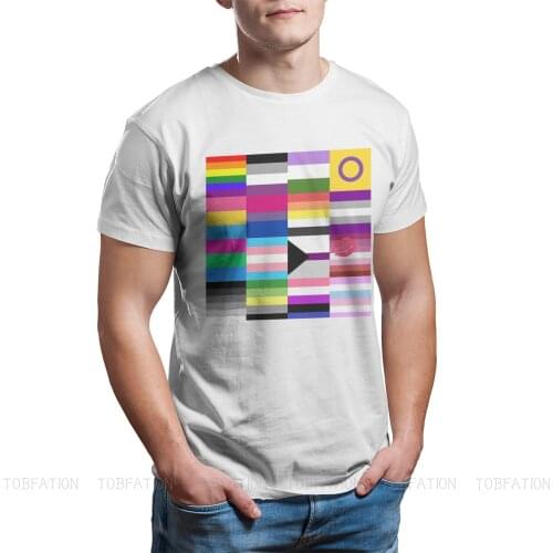 Flags Collage TShirt For Male Gay Lesbian Homosexual LGBT Pride Month Parades Camisetas Style T Shirt Homme Printed Fluffy