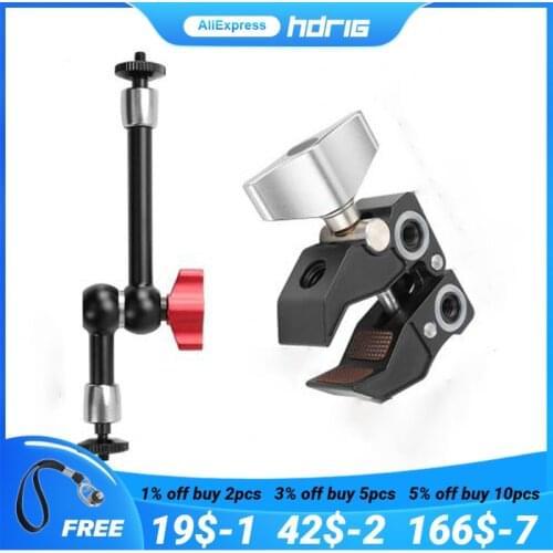 HDRIG 186mm Adjustable Friction Articulating Magic Arm Super Clamp Crab Clip For DSLR Camera LCD/DV Monitor Video Light
