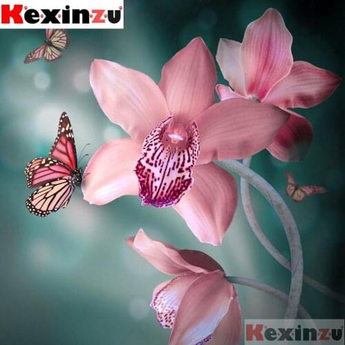 Full Square/Round 5D DIY Diamond Painting"Pink petal butterfly"3d Embroidery Kit Cross Stitch Rhinestone Mosaic Home Decor Gift