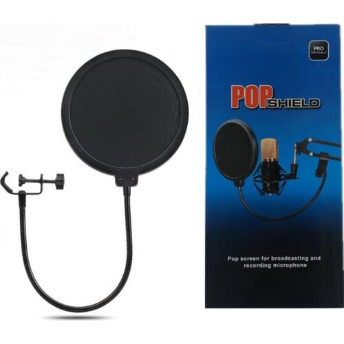 KEBTYVOR Metal Pop Filter Shield Double Layer windscreen Popfilter with microphone For Studio Speaking Recording