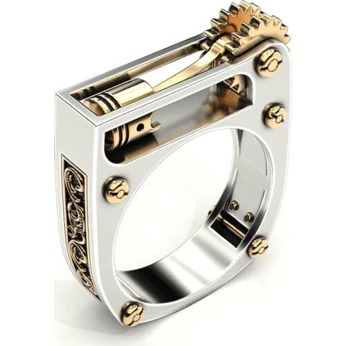 Drop Shipping Fashion Geometry of The Mechanical Ring Classic Vintage Women Men Gold Silver Color Ring Jewelry Accessories