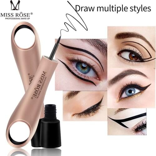 Miss Rose Black Eye Liner Makeup Professional Cosmetics Rose Gold Lazy Ring Easy to Wear Eyeliner Pen Waterproof 2019 Cosmetic