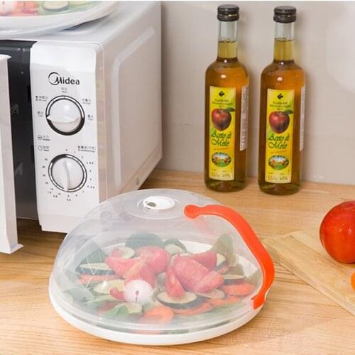 Newest Kitchen Food Preservation Cover Microwave Oven Anti-scalding Oil-proof With Handle Rotatable Stomata Heat Resistant Lid