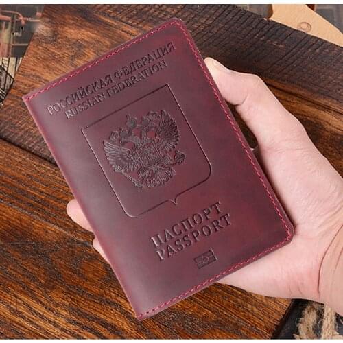 Engraved Name Genuine Leather Russia Passport Cover Customized Covers For Passport Full Grain Leather Passport Gift For Him