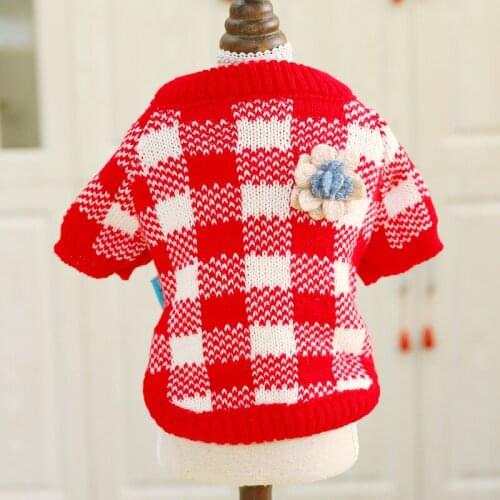 PETCIRCLE Pet Clothing Dog Clothes Teddy Bichon Flower Plaid Sweater Autumn And Winter Thickening Cute Pomeranian Dog Clothes