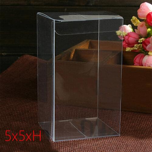 100pcs 5x5xH Plastic Box Storage PVC Box Clear Transparent Boxes For Gift Boxes Wedding/Tool/Food/Jewelry Packaging Display DIY