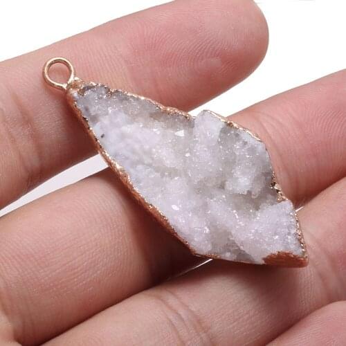 Natural Stone Pendant Irregular Rhombus White Agates Pendant For Jewelry Making Charms DIY Necklace Bracelet Anklet Accessory
