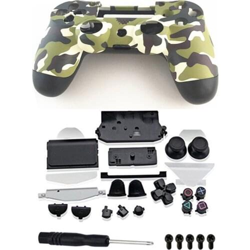 Custom Green Camouflage Cases Full Set Housing Shell Buttons For PS4 Controller Replacement For Sony Playstation 4 PS 4 Gamepad