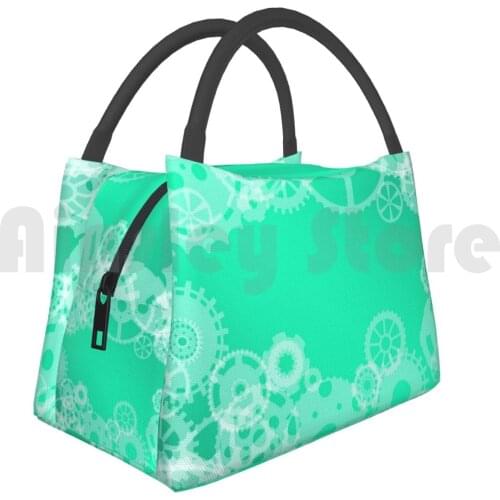 Portable Insulation Bag Greenish Bright Mechanical Background Mechanical Vintage Engineering Industrial