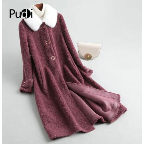 Aorice womens winter warm real Wool fur coat real mink fur collar lady female sheep fur long jacket over size parkas A19099