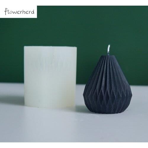 Geometric Line Pear Shaped Candle Silicone Mold Striped Tapered Diy Candle Molds Candle Molds for Candle Making Supplies
