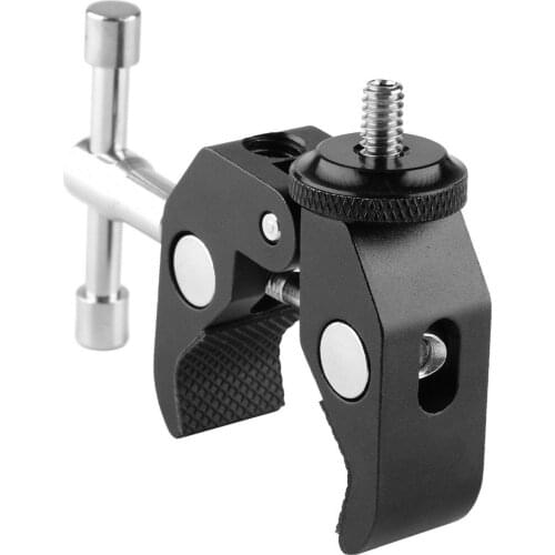 Super Clamp Photography Camera Crab Clamp with 1/4"-20 to 1/4"-20 Screw Converter for 15mm Rods/Lights/ Umbrellas/Shelves/Cross