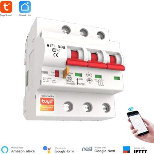 Tuya Smart 3P 16A-125A Remote Control WiFi Circuit Breaker/smart Switch/ Intelligent Automatic Recloser Alexa Goolge Compatible