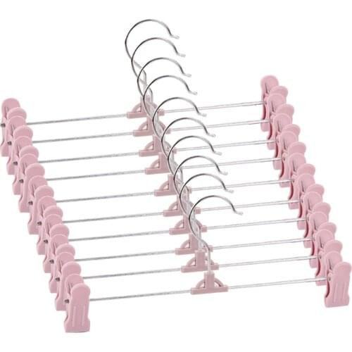 Trouser Hangers, 10 Pack Skirt Hangers with Adjustment Plastic Grip Pant Hangers U2JC