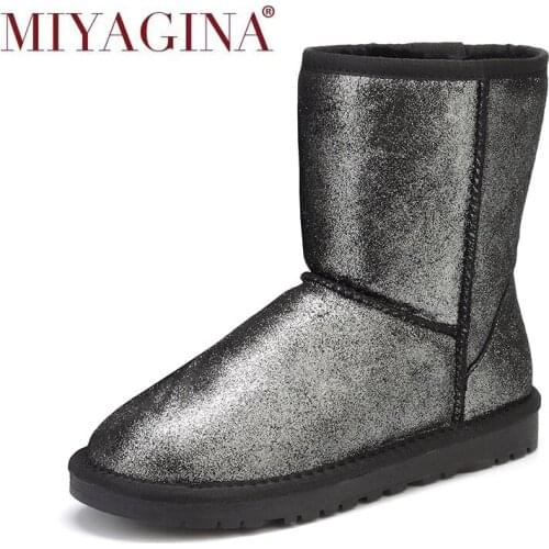 MIYAGINA High quality Australia Classic Women Snow Boots 100% Genuine Cowhide Leather Boots Warm Winter Boots Woman Shoes