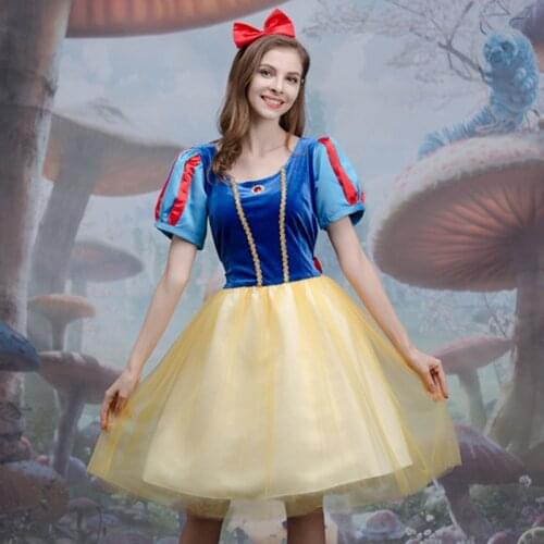 New Style Princess Dress Up Of Snow White Adult Fancy Movie Halloween Cosplay Costumes Fantasias Dress Sets For Women
