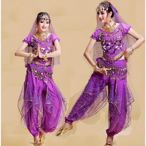 Oriental India Dancing Clothing Suit Top+Pant Women Stage Performance Belly Dance Costume Lady Bollywood Dancing Clothes