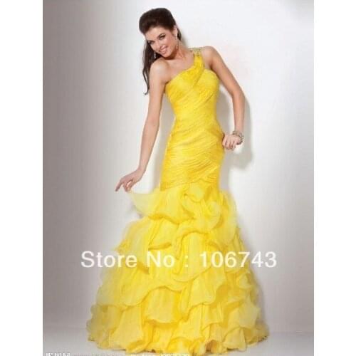 Free shipping 2018 new design vestido de festa Formal Pageant sexy long yellow chiffon Elegant party gown prom bridesmaid Dress