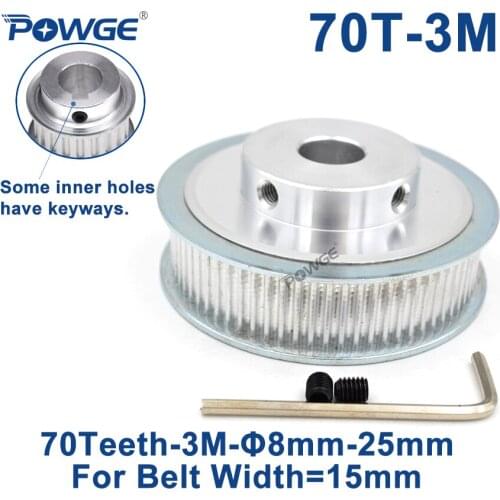 POWGE 70 Teeth HTD 3M Timing Pulley Bore 8/10/12/14/15/19/20/22mm for Width 15mm 3M Synchronous belt HTD3M Belt 70Teeth 70T CNC