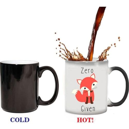 1Pcs 350ml New Zero Fox Given Ceramic Cup Heat Sensitive Magic Changing Color Mug Milk Coffee Cup Novelty Gift for Children
