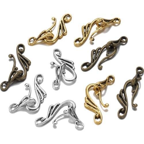 10sets/lot Antique Musical Note Toggle Clasps S Shape Hook Fit Necklace Bracelet for Jewelry Findings Accessories