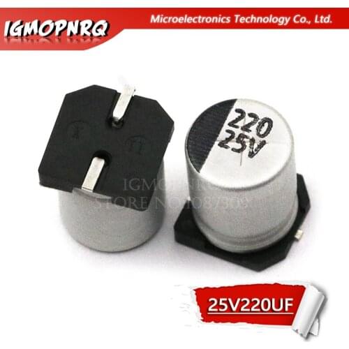 10PCS Electrolytic capacitor 25V220UF 8*10mm SMD aluminum electrolytic capacitor 220uf 25v