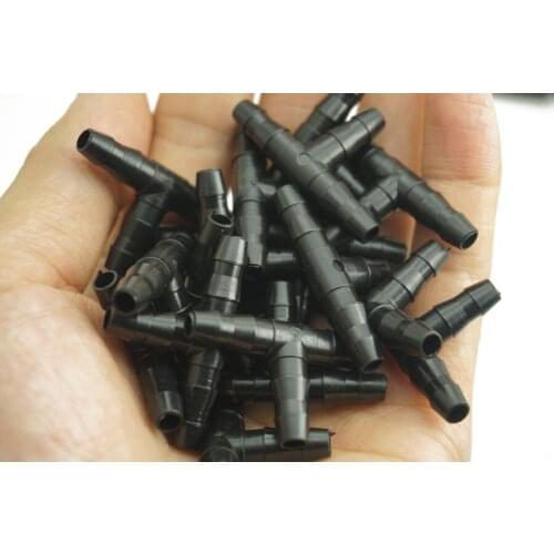 100 PCS/Lot Micro Drip Irrigation System Dripper Tee Pipe Barb Hose Watering Garden free shipping