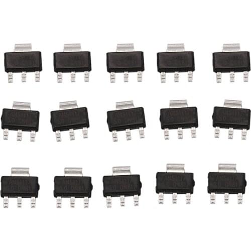 15Pcs AMS1117-5 SOT-223 Package Type IC 5V 1A LDO Voltage Regulator