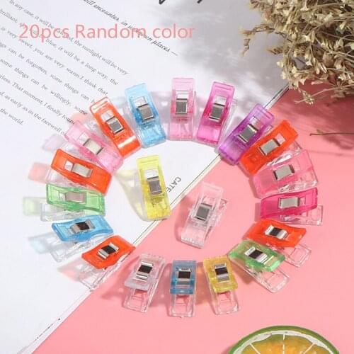 20pcs Mixed Candy Color Plastic Edging Clip Plastic Small Clip Sewing Positioning Clip Sewing Tool Accessory DIY Crafts