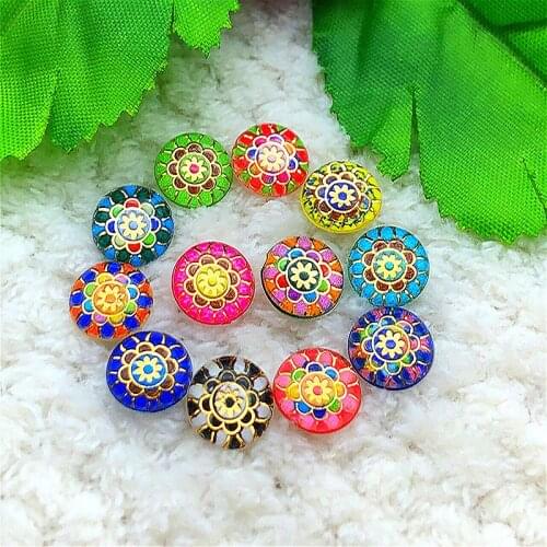 25PCS 10mm AB Resin Flower Rhinestone Flatback Wedding Diy Button Crafts