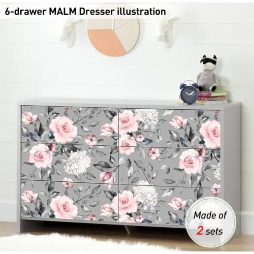 3pcs Watercolor Flowers Wall Decal Blooming Peony Floral Flowers Furniture Sticker For Girls Bedroom Wedding Party Decoration