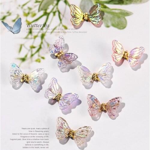 3D Resin Butterfly Glitter AB Nail Art Rhinestones Decorations Charm Nail Polish Jewelry DIY Manicure Decals Accessories